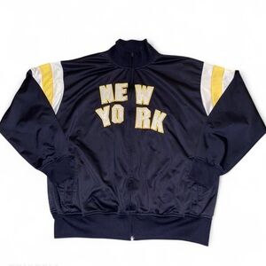 Club Athlete Dark Blue Vintage Embroidered New York Jacket Size XL